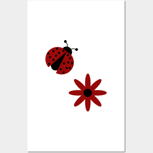 cute ladybug red flower Posters and Art